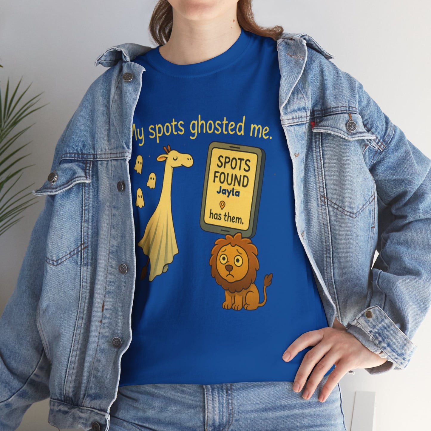 Ghosted Spots Unisex Tee, Funny T-Shirt, Halloween Shirt, Gift for Animal Lovers, Quirky Humor Apparel, Cute Lion Design
