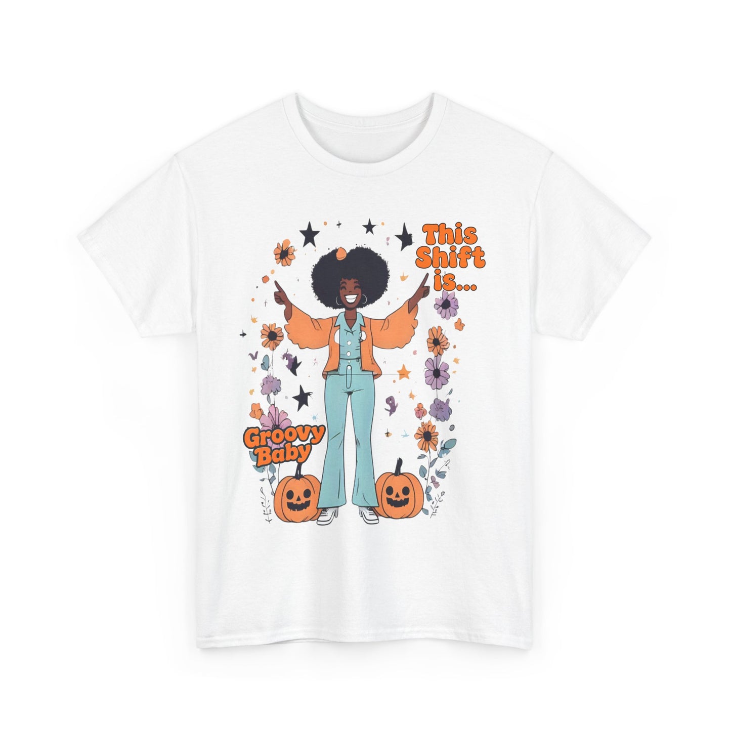 Groovy Baby Halloween T-Shirt, Retro Style Tee, Unisex Cotton Top, Fun Fall Apparel, Vintage Graphic Shirt