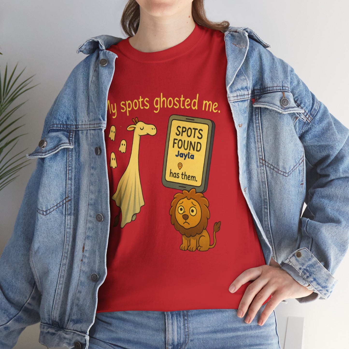 Ghosted Spots Unisex Tee, Funny T-Shirt, Halloween Shirt, Gift for Animal Lovers, Quirky Humor Apparel, Cute Lion Design