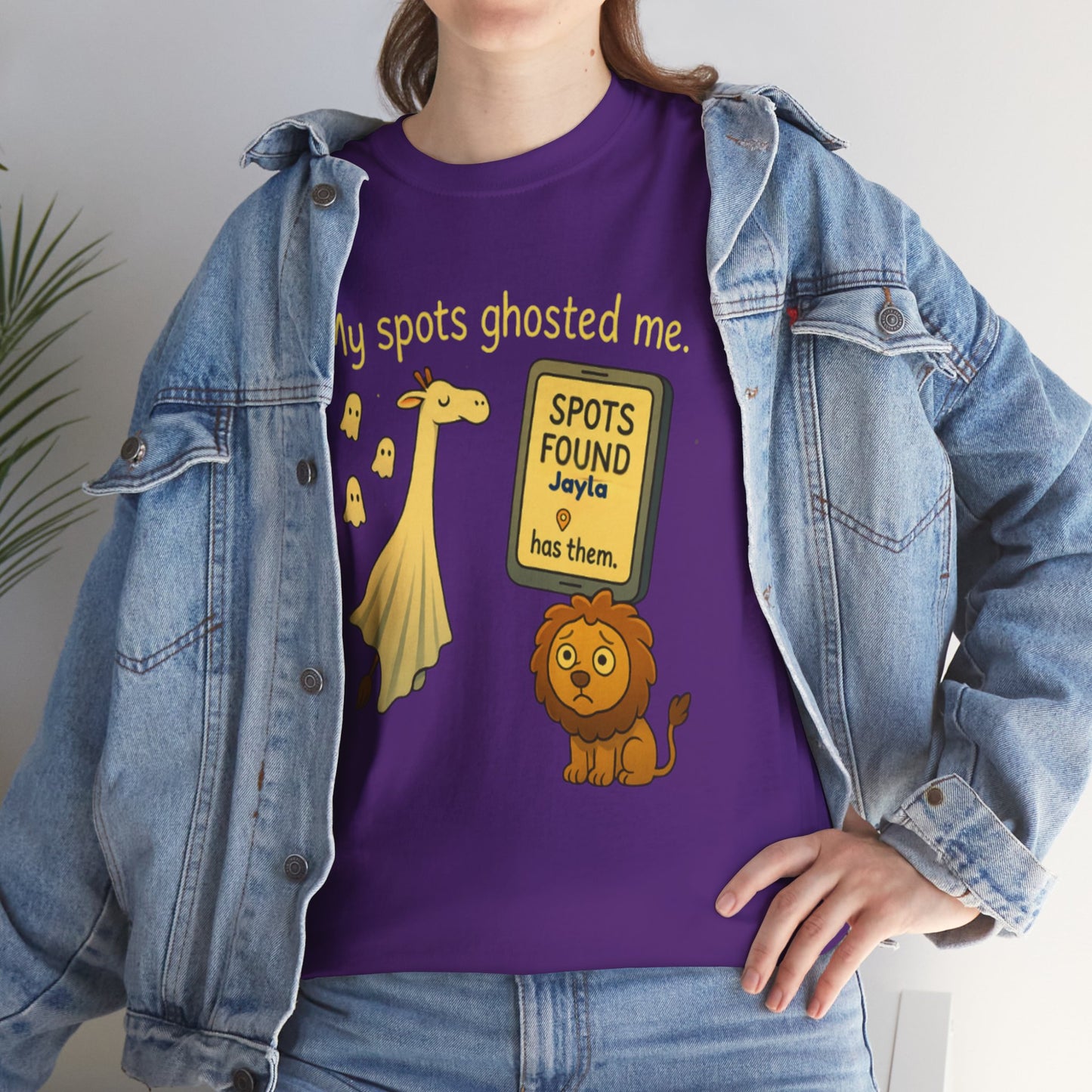 Ghosted Spots Unisex Tee, Funny T-Shirt, Halloween Shirt, Gift for Animal Lovers, Quirky Humor Apparel, Cute Lion Design