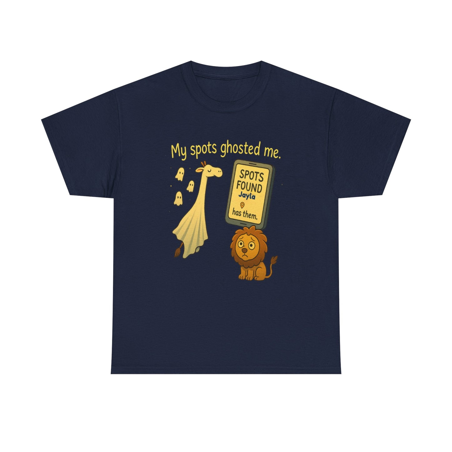 Ghosted Spots Unisex Tee, Funny T-Shirt, Halloween Shirt, Gift for Animal Lovers, Quirky Humor Apparel, Cute Lion Design