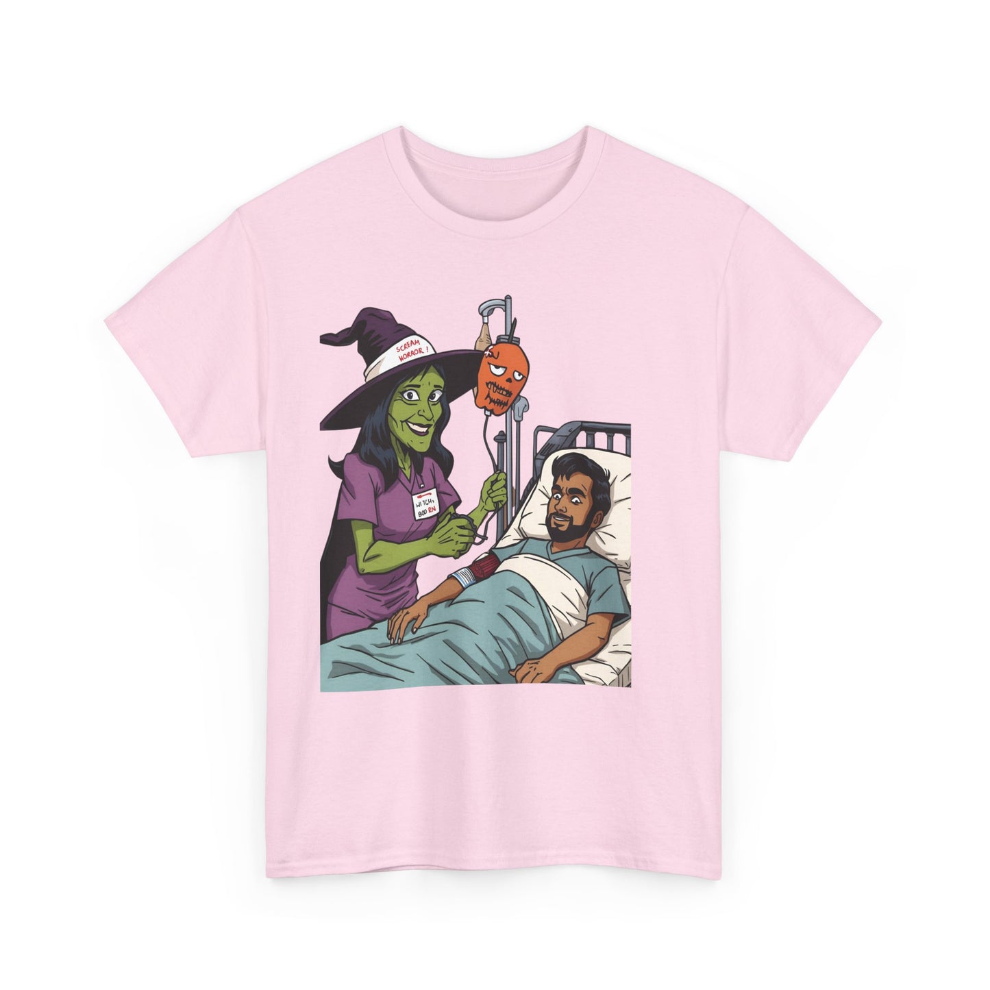 Spooky Halloween Tee, Unisex Cotton T-Shirt, Funny Graphic Shirt for Halloween, Casual Wear, Fall Festival Outfit, Unique Gift Idea, Nurse Witch