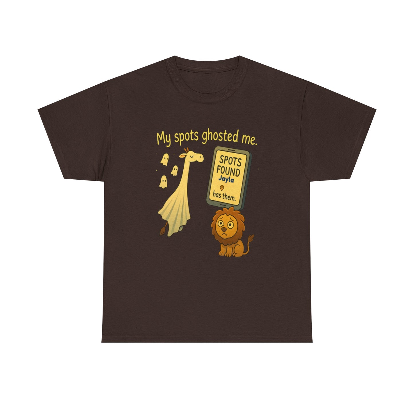 Ghosted Spots Unisex Tee, Funny T-Shirt, Halloween Shirt, Gift for Animal Lovers, Quirky Humor Apparel, Cute Lion Design