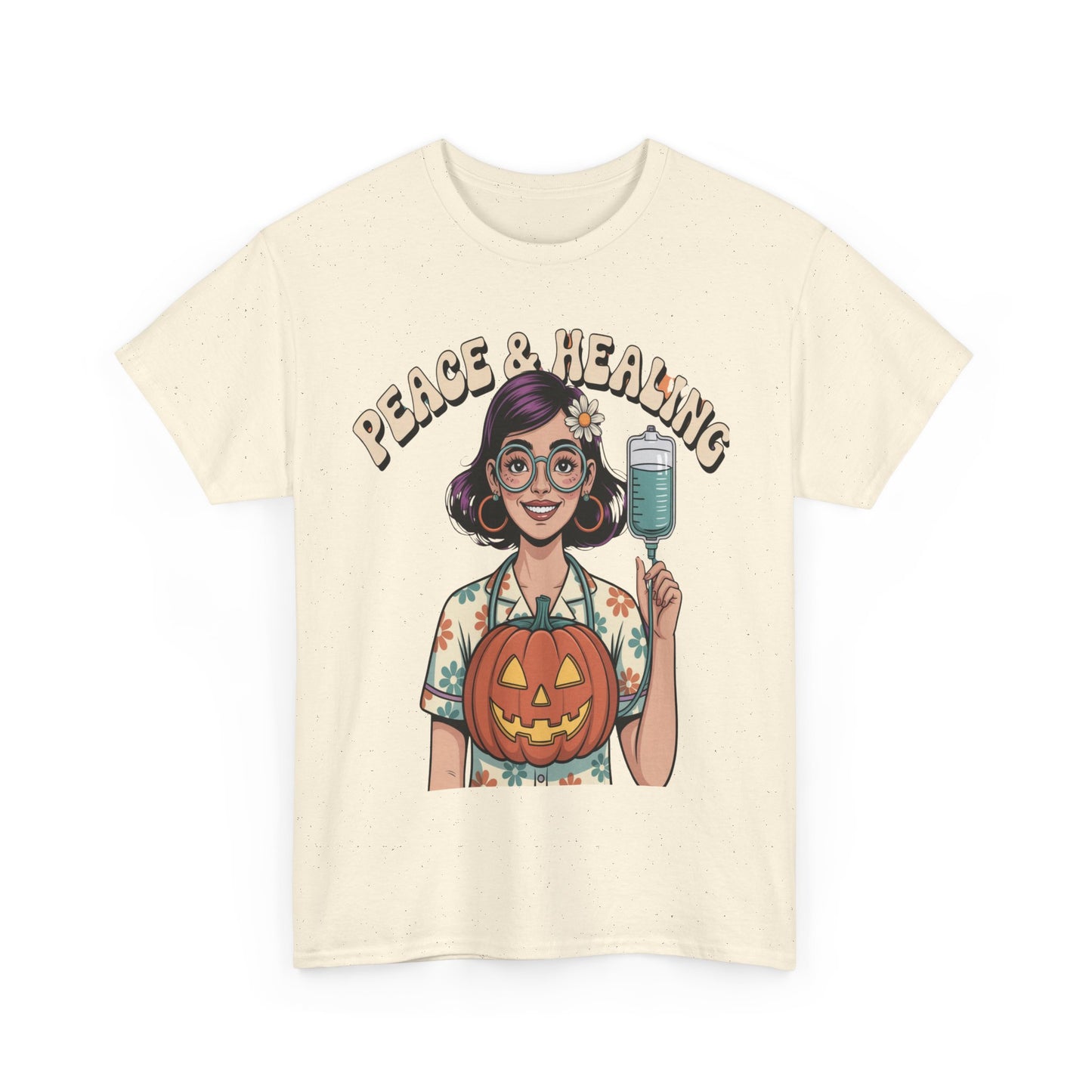Peace & Healing Halloween Tee | Unisex Heavy Cotton Tee, Casual Wear, Fall Fashion, Halloween Celebration, Thanksgiving Gift