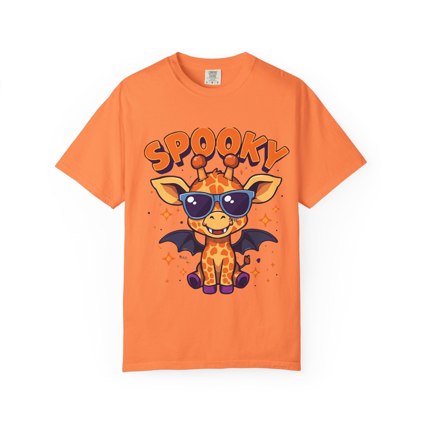 Spooky Giraffe Unisex Garment-Dyed T-Shirt | Fun Halloween Gift, Graphic Tee, Animal Lover Apparel, Casual Wear, Unique Halloween Shirt