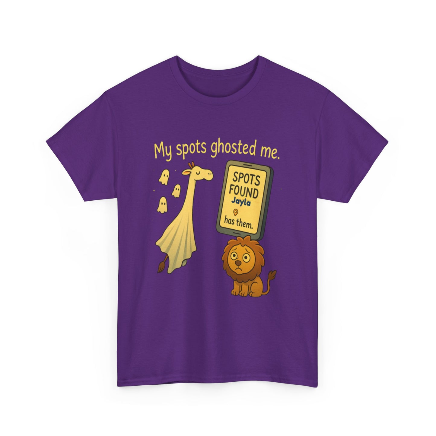 Ghosted Spots Unisex Tee, Funny T-Shirt, Halloween Shirt, Gift for Animal Lovers, Quirky Humor Apparel, Cute Lion Design