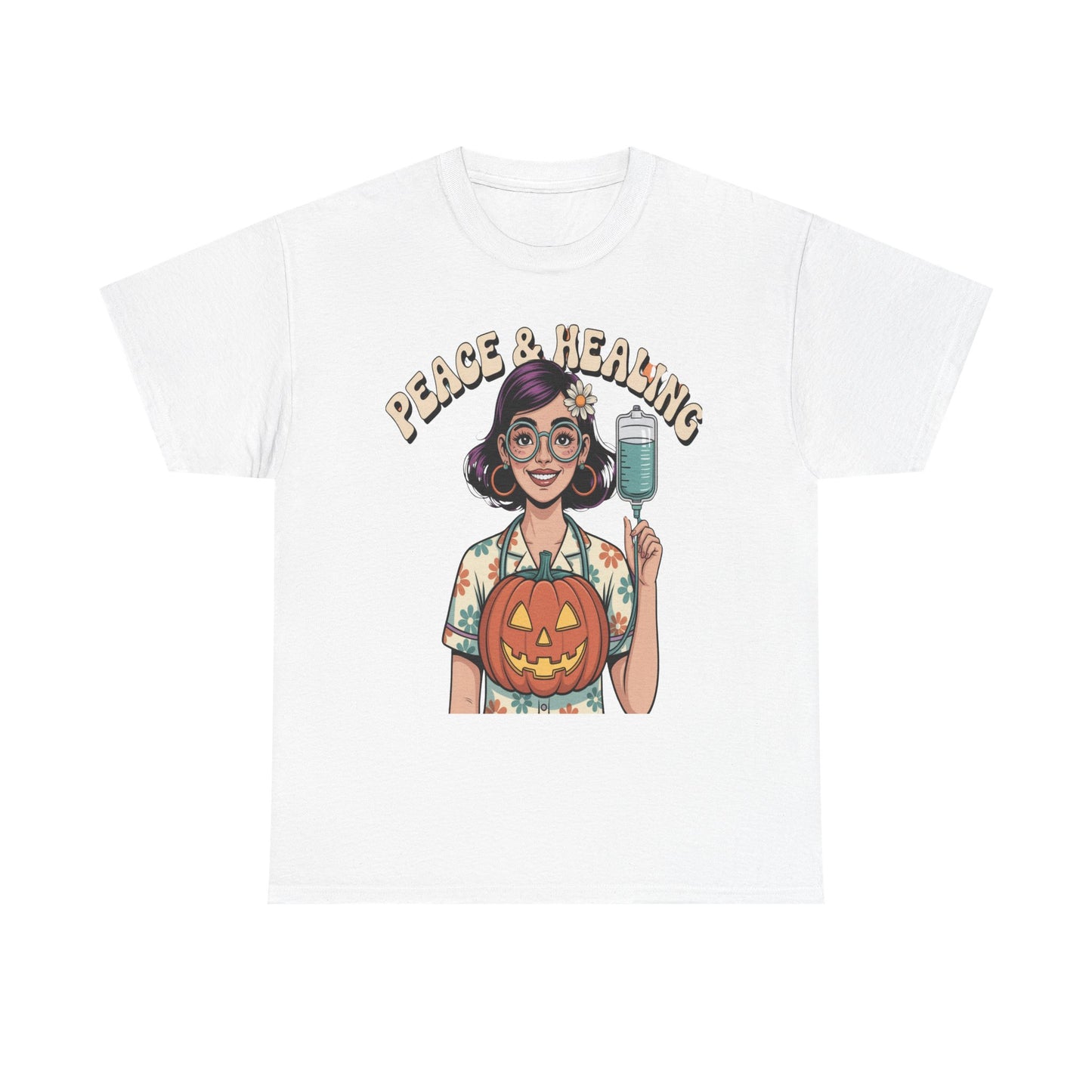 Peace & Healing Halloween Tee | Unisex Heavy Cotton Tee, Casual Wear, Fall Fashion, Halloween Celebration, Thanksgiving Gift