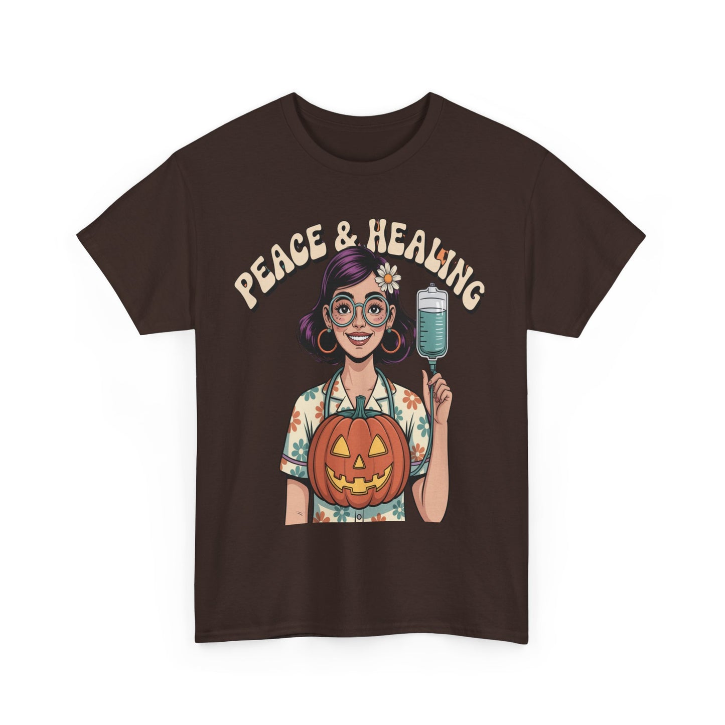 Peace & Healing Halloween Tee | Unisex Heavy Cotton Tee, Casual Wear, Fall Fashion, Halloween Celebration, Thanksgiving Gift
