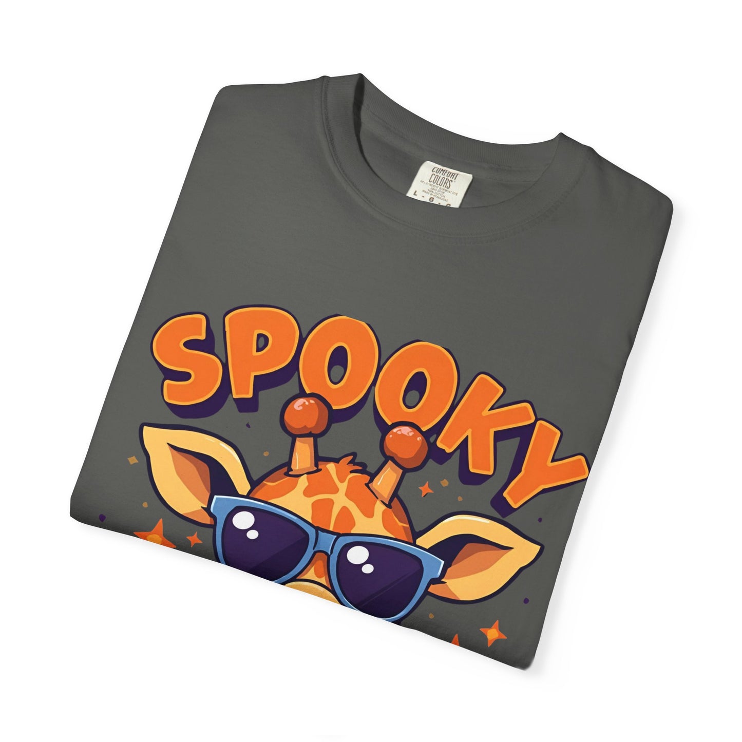 Spooky Giraffe Unisex Garment-Dyed T-Shirt | Fun Halloween Gift, Graphic Tee, Animal Lover Apparel, Casual Wear, Unique Halloween Shirt