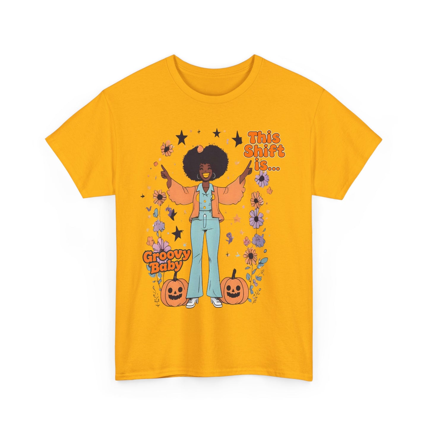 Groovy Baby Halloween T-Shirt, Retro Style Tee, Unisex Cotton Top, Fun Fall Apparel, Vintage Graphic Shirt