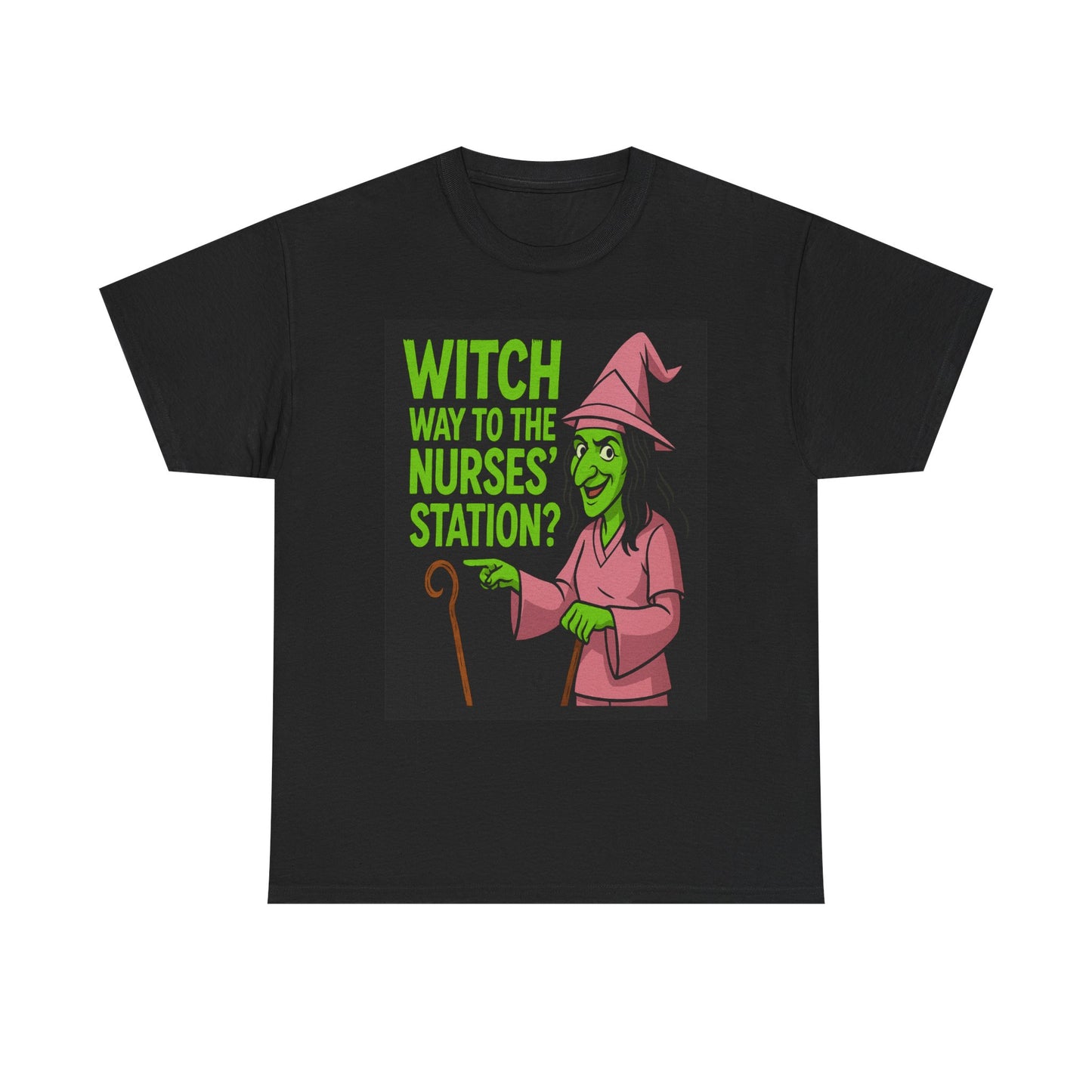Witch-Theme Unisex Tee, Perfect for Nurses, Halloween Apparel, Funny Gift, Medical Humor, Party Wear, Seasonal Outfits