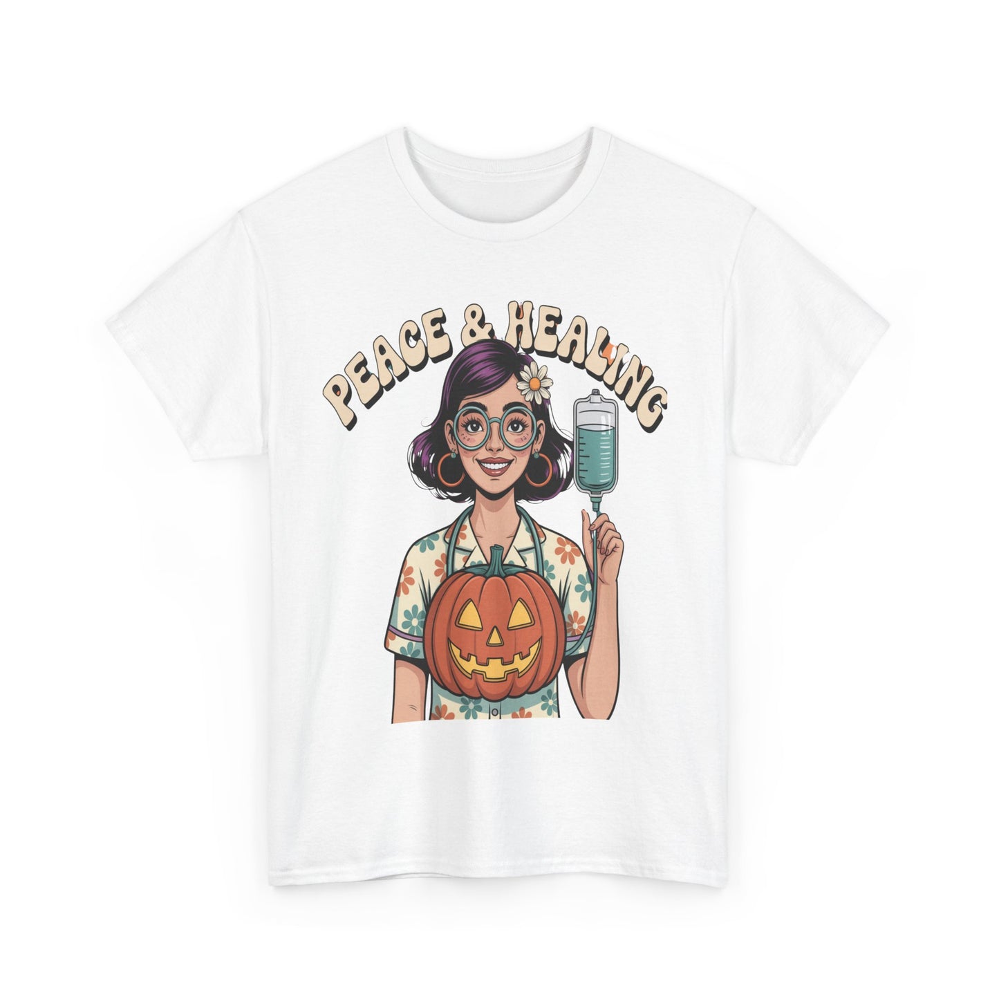 Peace & Healing Halloween Tee | Unisex Heavy Cotton Tee, Casual Wear, Fall Fashion, Halloween Celebration, Thanksgiving Gift