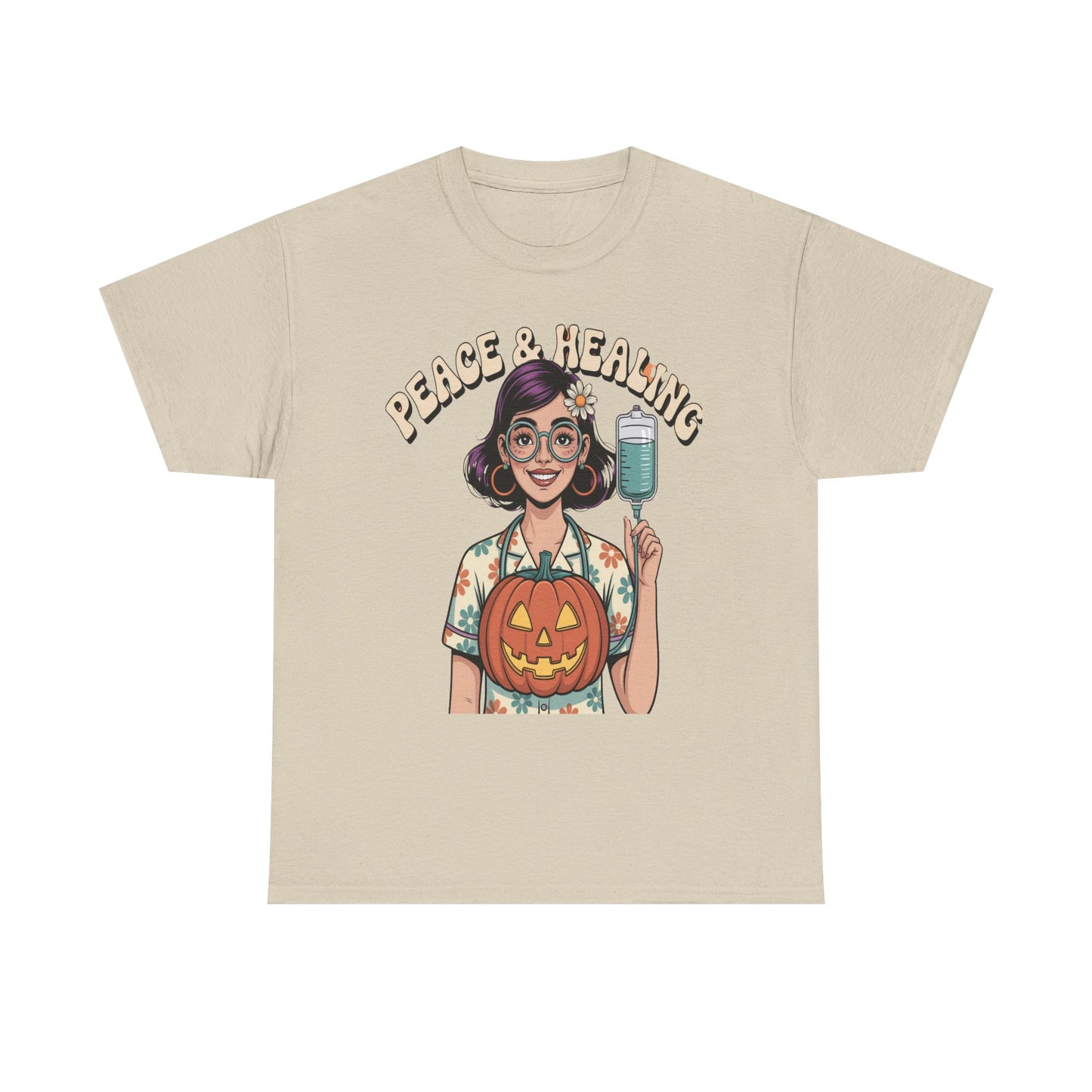 Peace & Healing Halloween Tee | Unisex Heavy Cotton Tee, Casual Wear, Fall Fashion, Halloween Celebration, Thanksgiving Gift