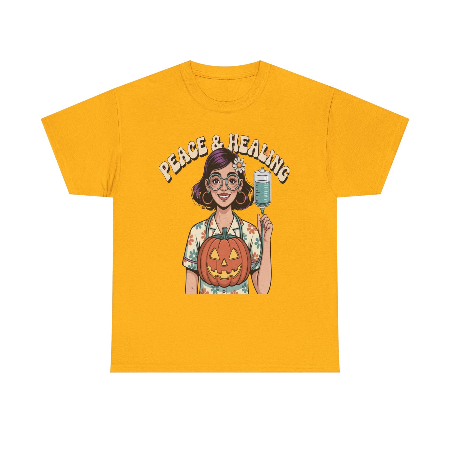 Peace & Healing Halloween Tee | Unisex Heavy Cotton Tee, Casual Wear, Fall Fashion, Halloween Celebration, Thanksgiving Gift