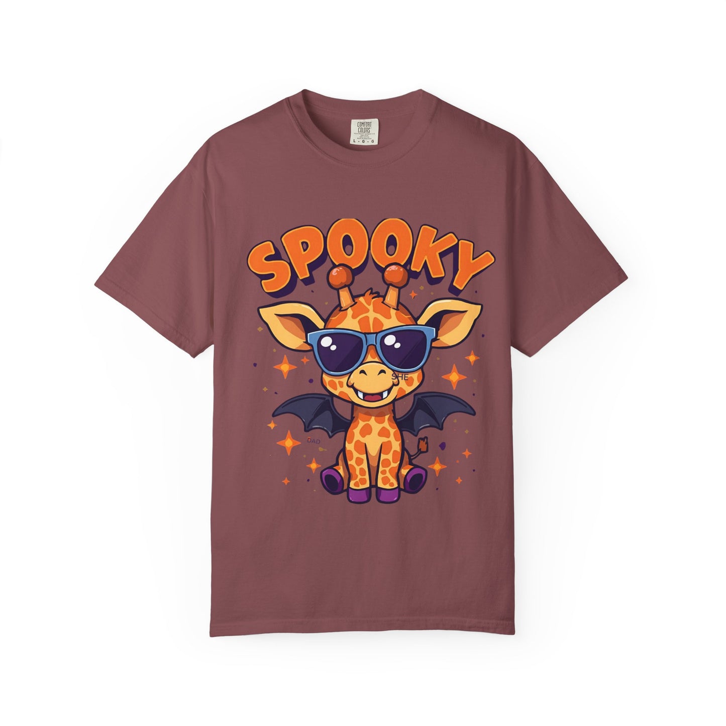 Spooky Giraffe Unisex Garment-Dyed T-Shirt | Fun Halloween Gift, Graphic Tee, Animal Lover Apparel, Casual Wear, Unique Halloween Shirt
