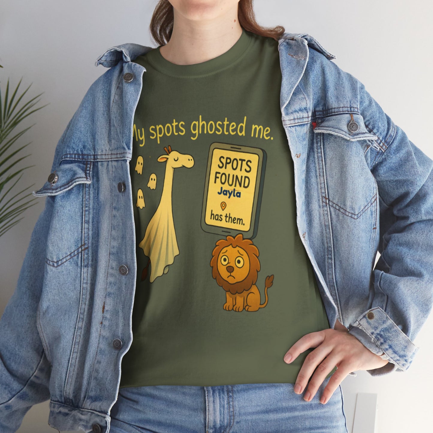 Ghosted Spots Unisex Tee, Funny T-Shirt, Halloween Shirt, Gift for Animal Lovers, Quirky Humor Apparel, Cute Lion Design
