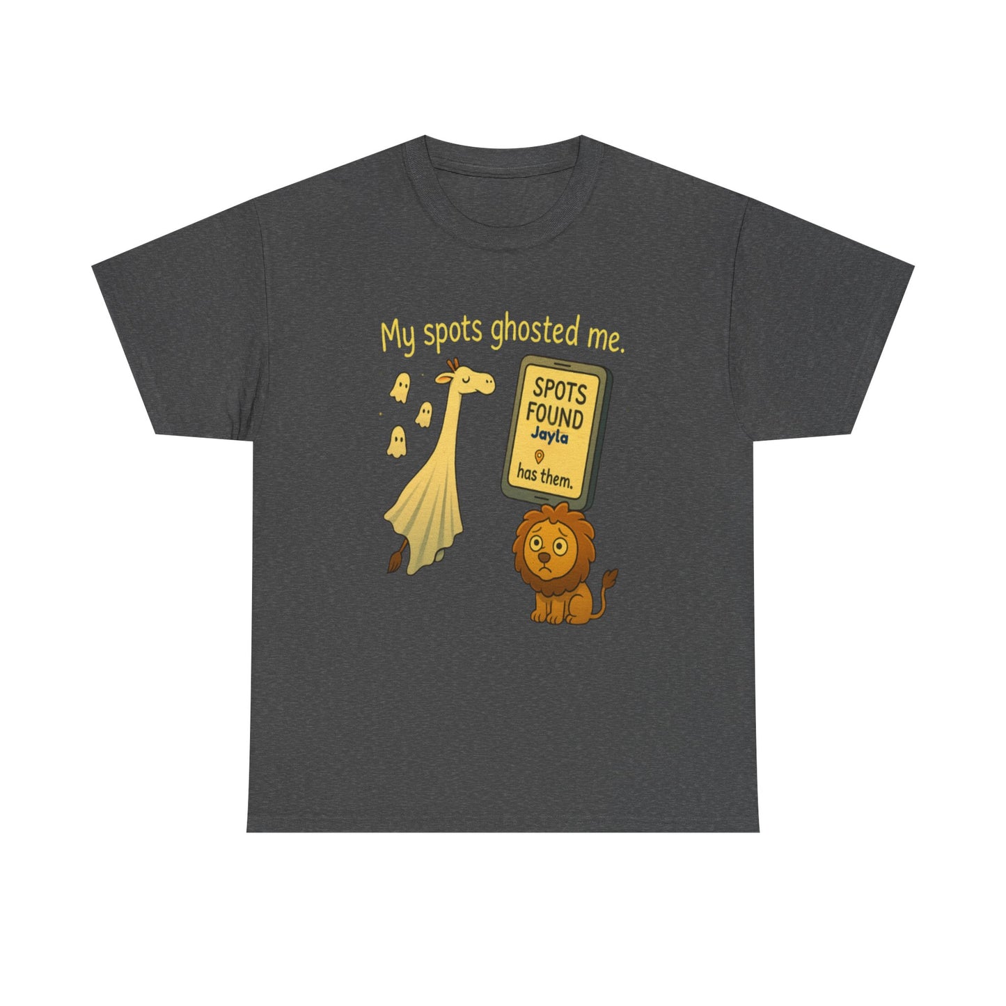 Ghosted Spots Unisex Tee, Funny T-Shirt, Halloween Shirt, Gift for Animal Lovers, Quirky Humor Apparel, Cute Lion Design