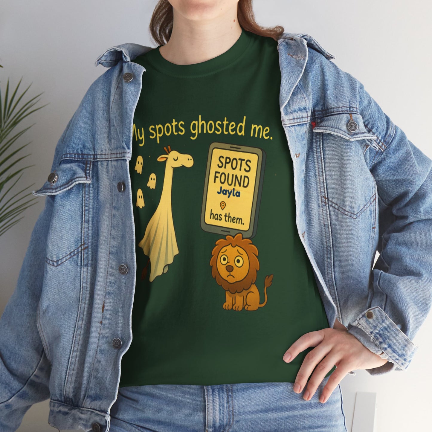 Ghosted Spots Unisex Tee, Funny T-Shirt, Halloween Shirt, Gift for Animal Lovers, Quirky Humor Apparel, Cute Lion Design