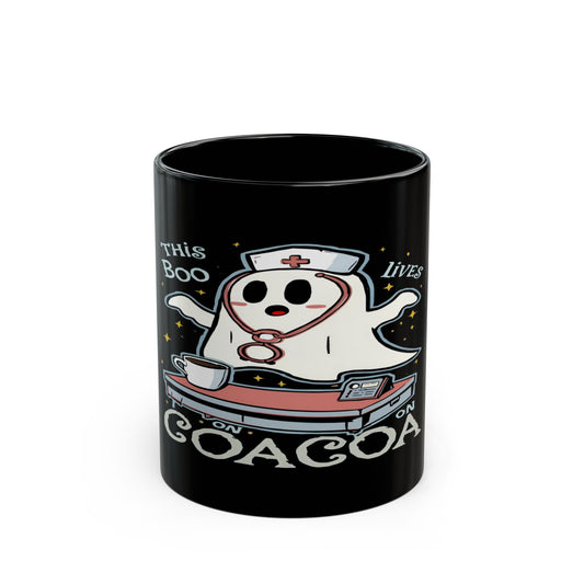Halloween Ghost Nurse Mug - Spooky Coffee Cup, Boo Lives Here, Unique Gift for Halloween Lovers, Haunted House Decor, Ghostly Caffeine