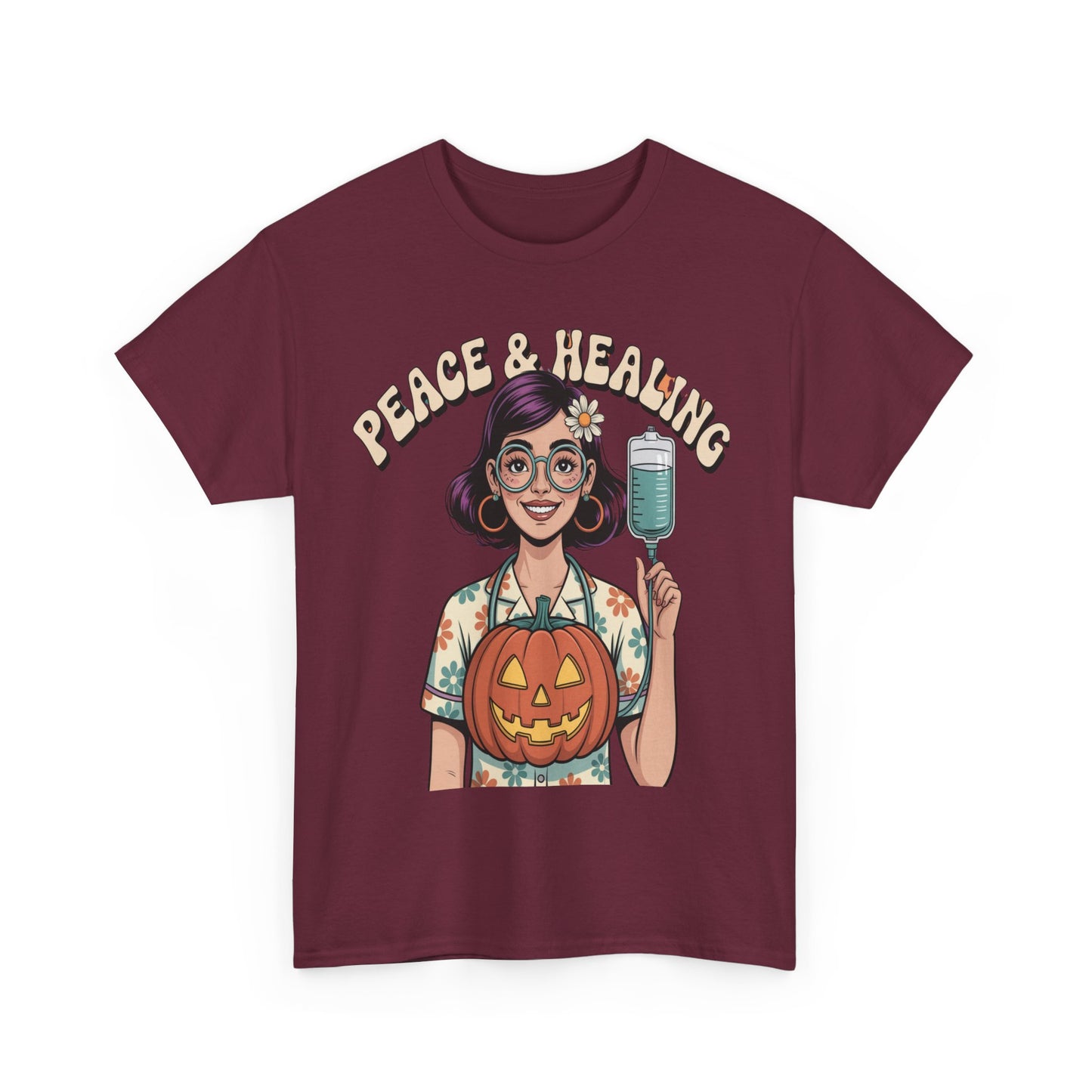 Peace & Healing Halloween Tee | Unisex Heavy Cotton Tee, Casual Wear, Fall Fashion, Halloween Celebration, Thanksgiving Gift