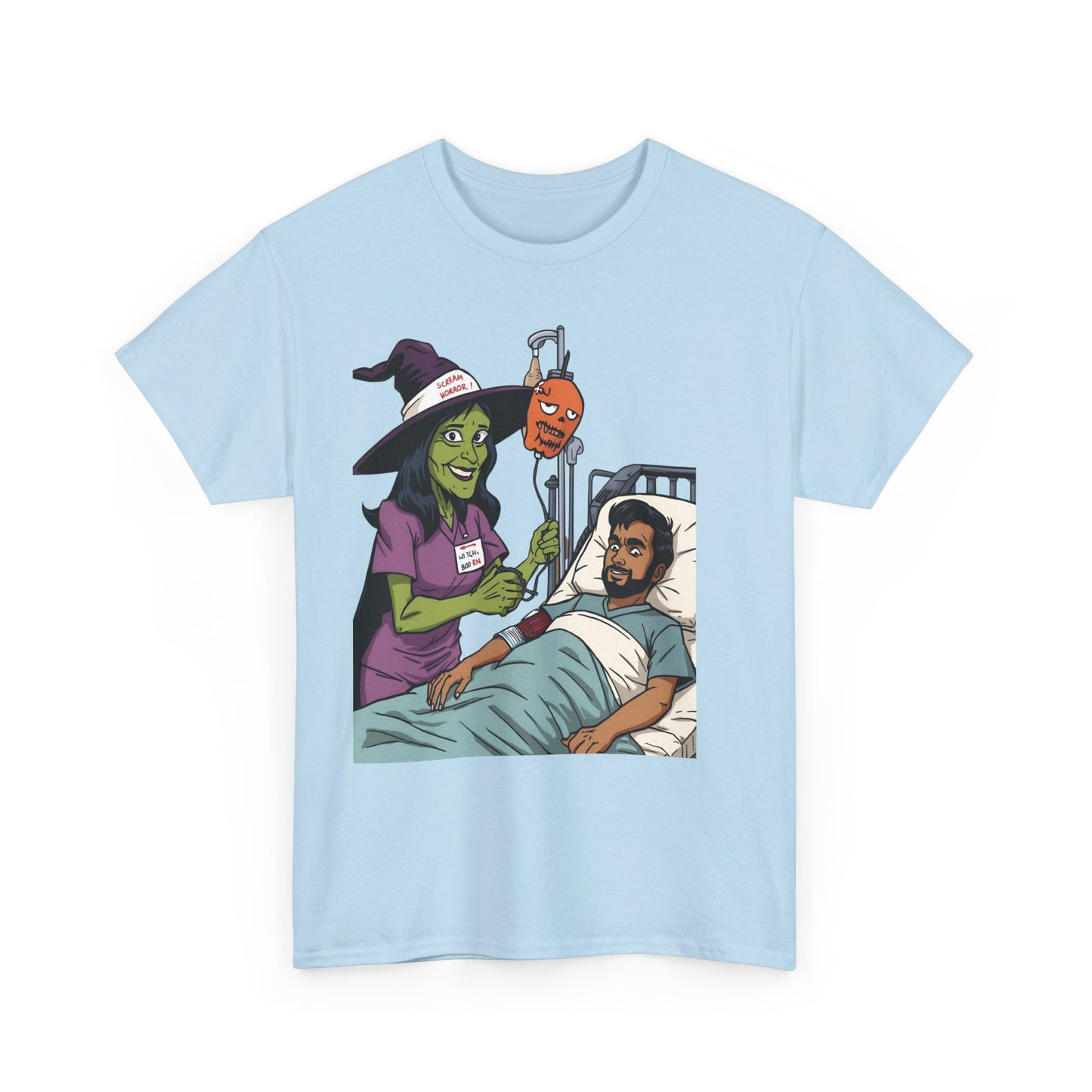 Spooky Halloween Tee, Unisex Cotton T-Shirt, Funny Graphic Shirt for Halloween, Casual Wear, Fall Festival Outfit, Unique Gift Idea, Nurse Witch