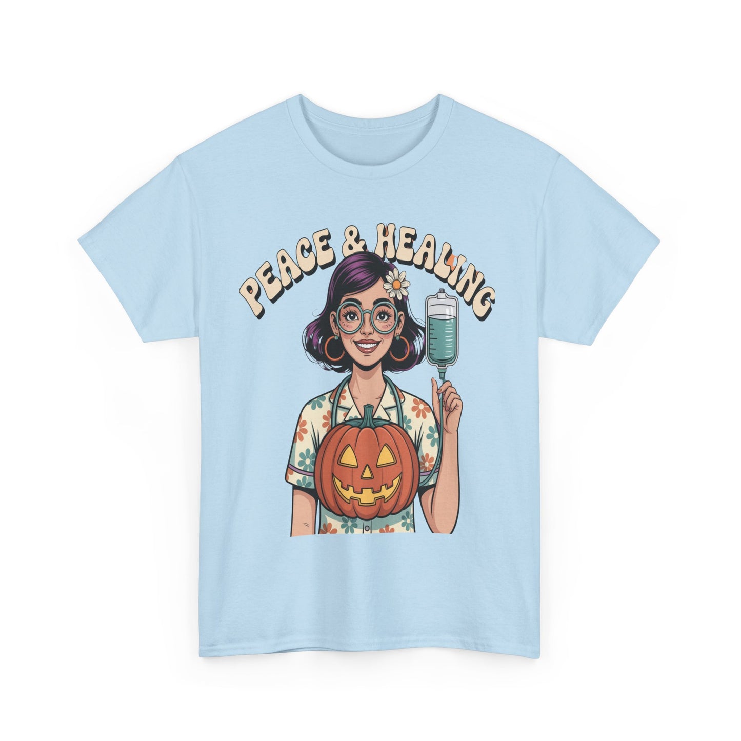 Peace & Healing Halloween Tee | Unisex Heavy Cotton Tee, Casual Wear, Fall Fashion, Halloween Celebration, Thanksgiving Gift