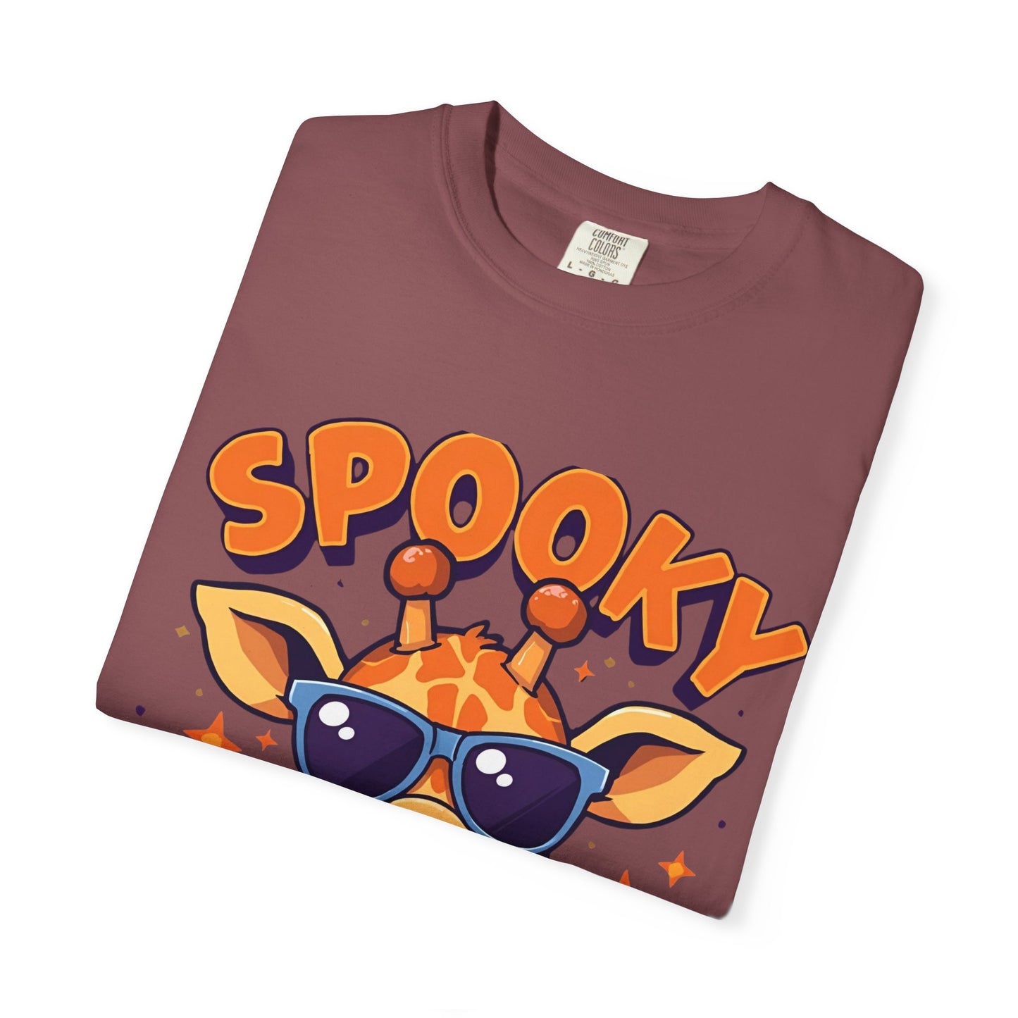 Spooky Giraffe Unisex Garment-Dyed T-Shirt | Fun Halloween Gift, Graphic Tee, Animal Lover Apparel, Casual Wear, Unique Halloween Shirt