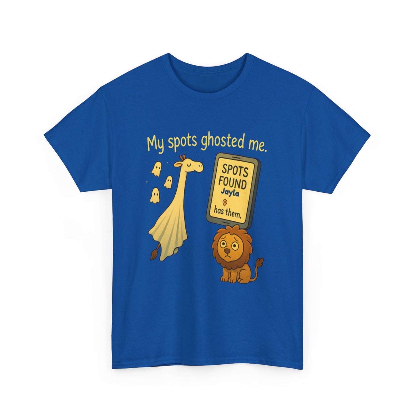 Ghosted Spots Unisex Tee, Funny T-Shirt, Halloween Shirt, Gift for Animal Lovers, Quirky Humor Apparel, Cute Lion Design
