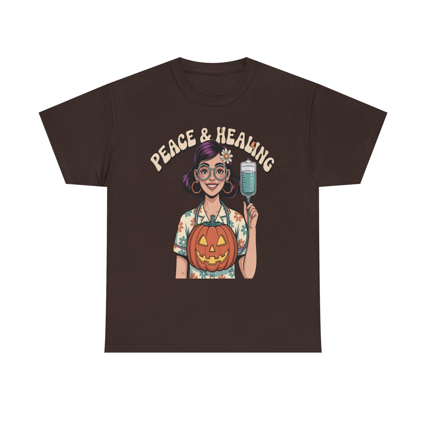 Peace & Healing Halloween Tee | Unisex Heavy Cotton Tee, Casual Wear, Fall Fashion, Halloween Celebration, Thanksgiving Gift