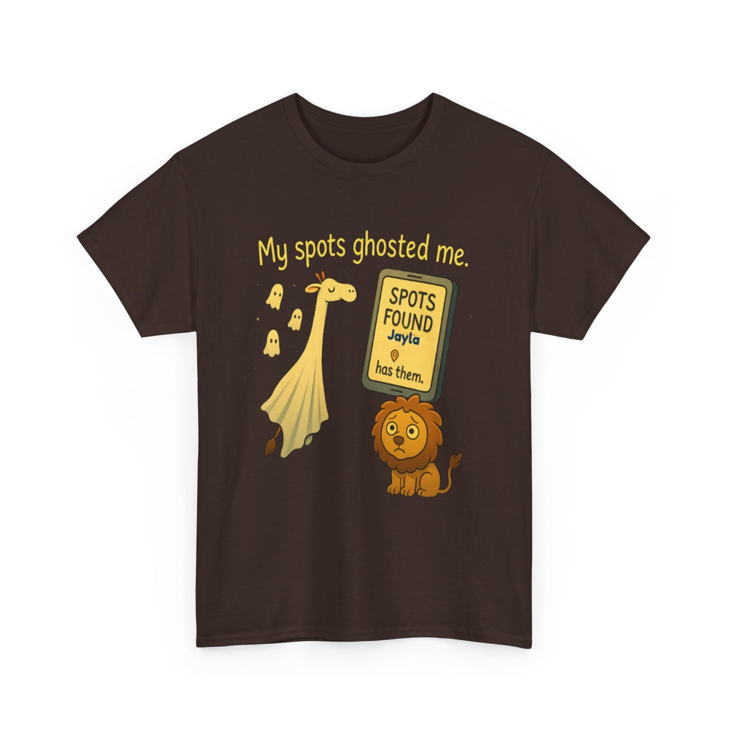 Ghosted Spots Unisex Tee, Funny T-Shirt, Halloween Shirt, Gift for Animal Lovers, Quirky Humor Apparel, Cute Lion Design