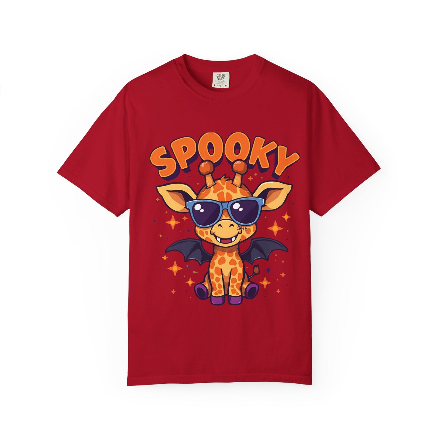 Spooky Giraffe Unisex Garment-Dyed T-Shirt | Fun Halloween Gift, Graphic Tee, Animal Lover Apparel, Casual Wear, Unique Halloween Shirt