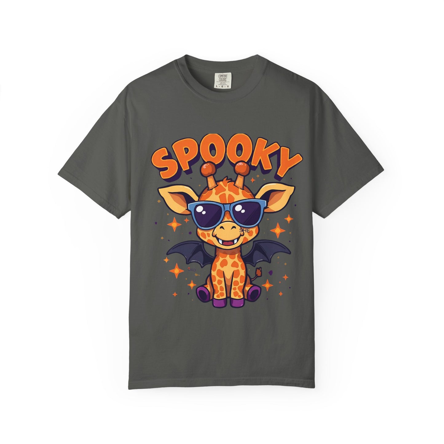 Spooky Giraffe Unisex Garment-Dyed T-Shirt | Fun Halloween Gift, Graphic Tee, Animal Lover Apparel, Casual Wear, Unique Halloween Shirt