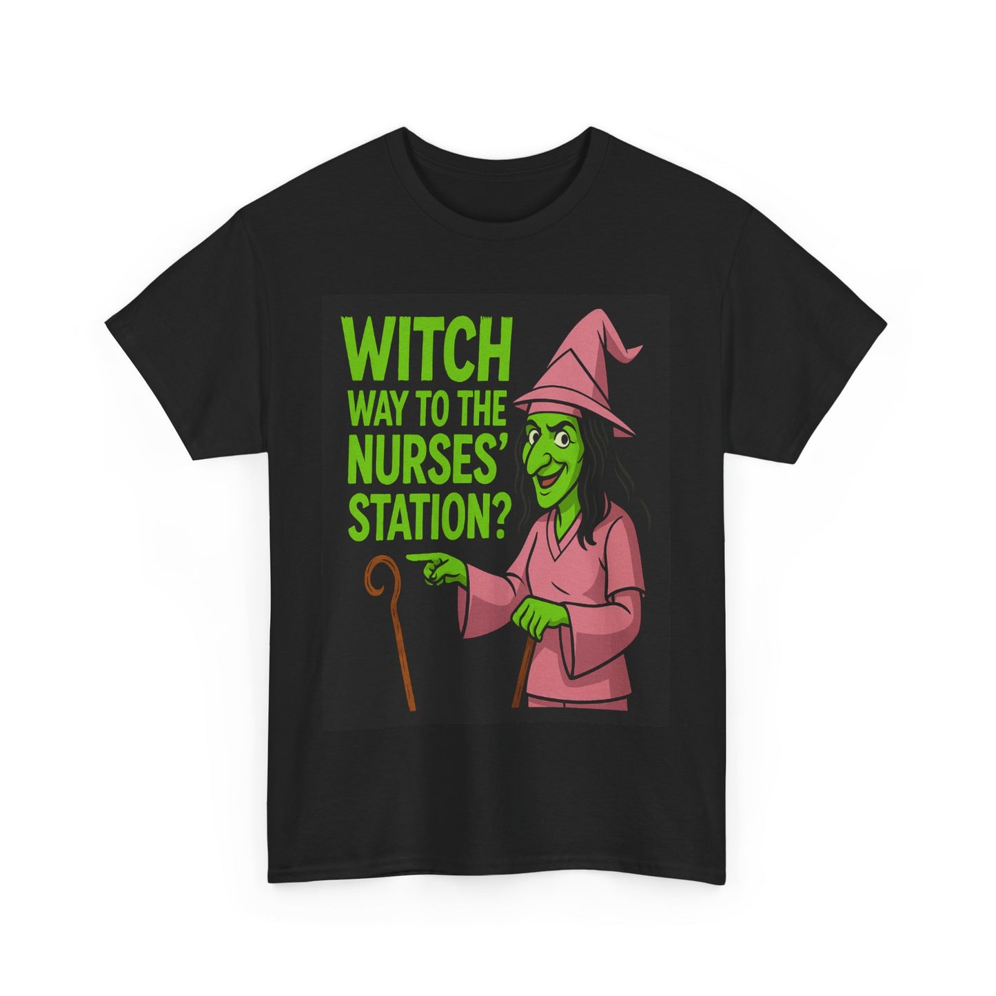 Witch-Theme Unisex Tee, Perfect for Nurses, Halloween Apparel, Funny Gift, Medical Humor, Party Wear, Seasonal Outfits