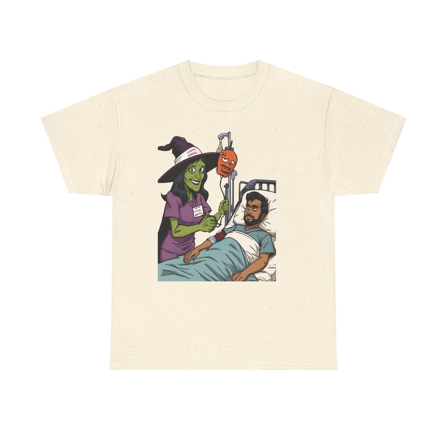 Spooky Halloween Tee, Unisex Cotton T-Shirt, Funny Graphic Shirt for Halloween, Casual Wear, Fall Festival Outfit, Unique Gift Idea, Nurse Witch