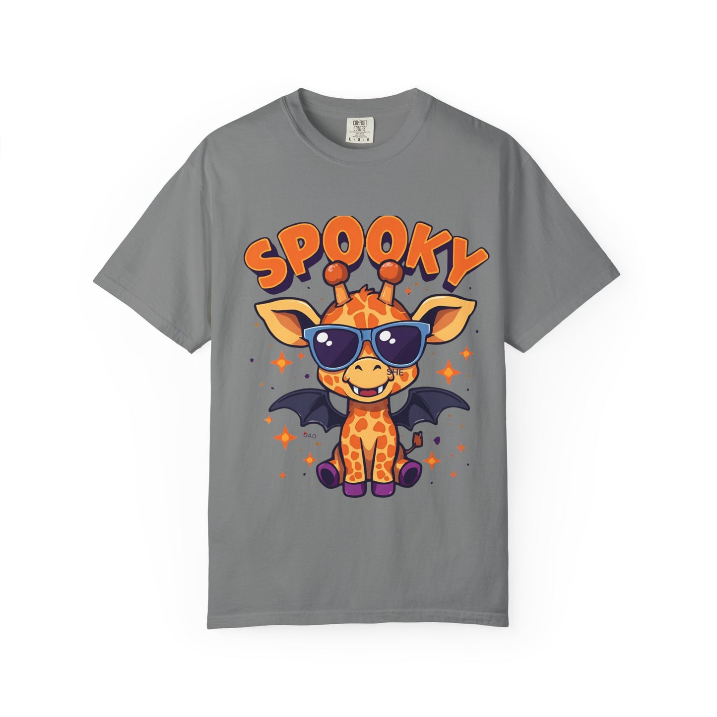 Spooky Giraffe Unisex Garment-Dyed T-Shirt | Fun Halloween Gift, Graphic Tee, Animal Lover Apparel, Casual Wear, Unique Halloween Shirt
