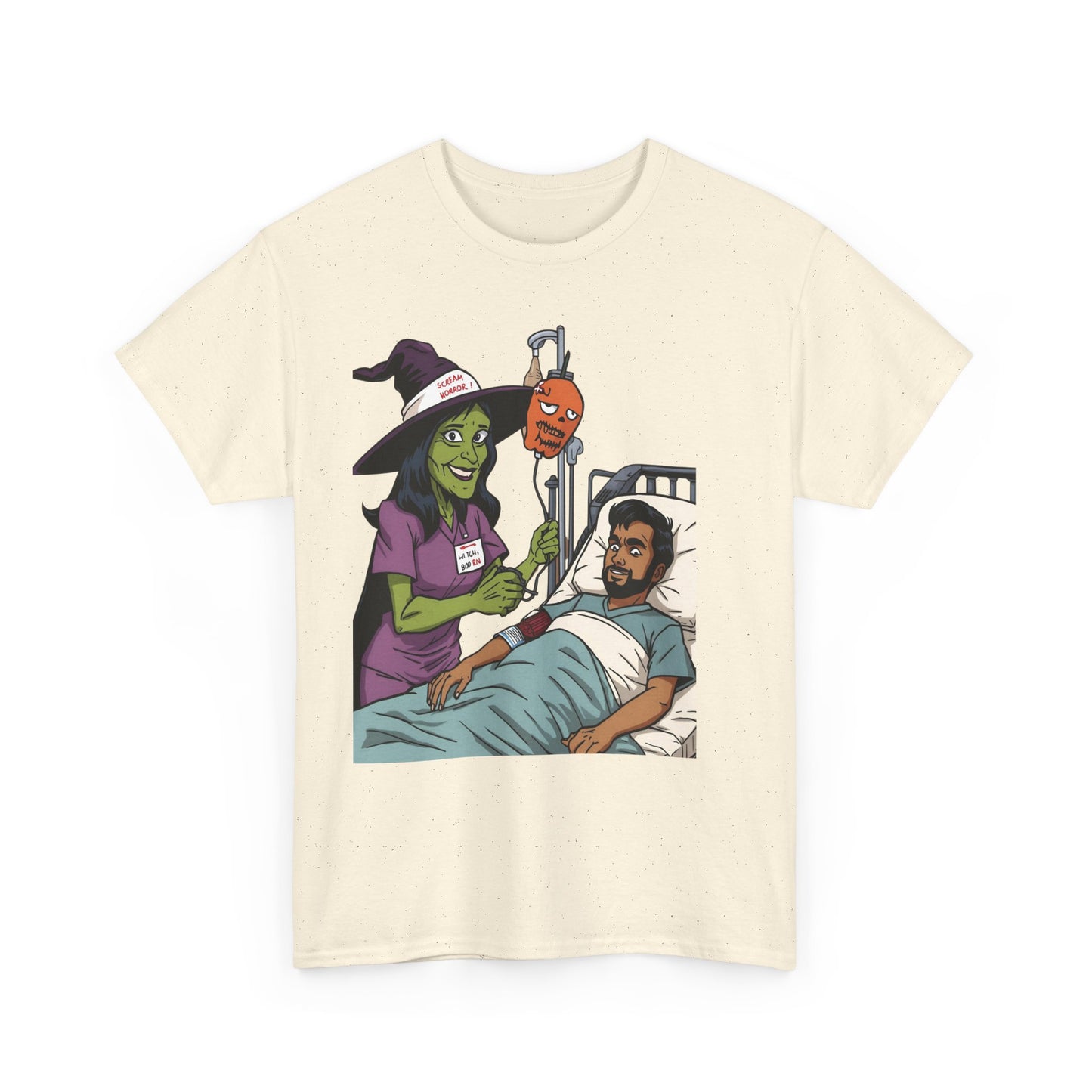 Spooky Halloween Tee, Unisex Cotton T-Shirt, Funny Graphic Shirt for Halloween, Casual Wear, Fall Festival Outfit, Unique Gift Idea, Nurse Witch