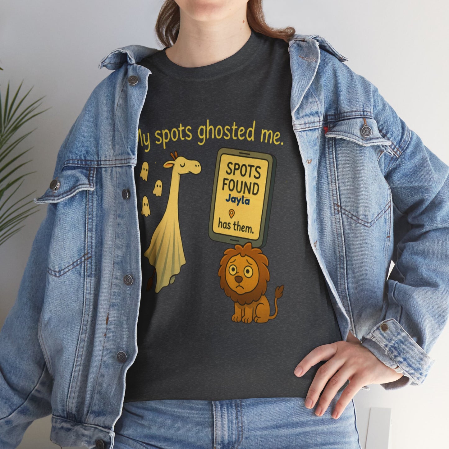 Ghosted Spots Unisex Tee, Funny T-Shirt, Halloween Shirt, Gift for Animal Lovers, Quirky Humor Apparel, Cute Lion Design
