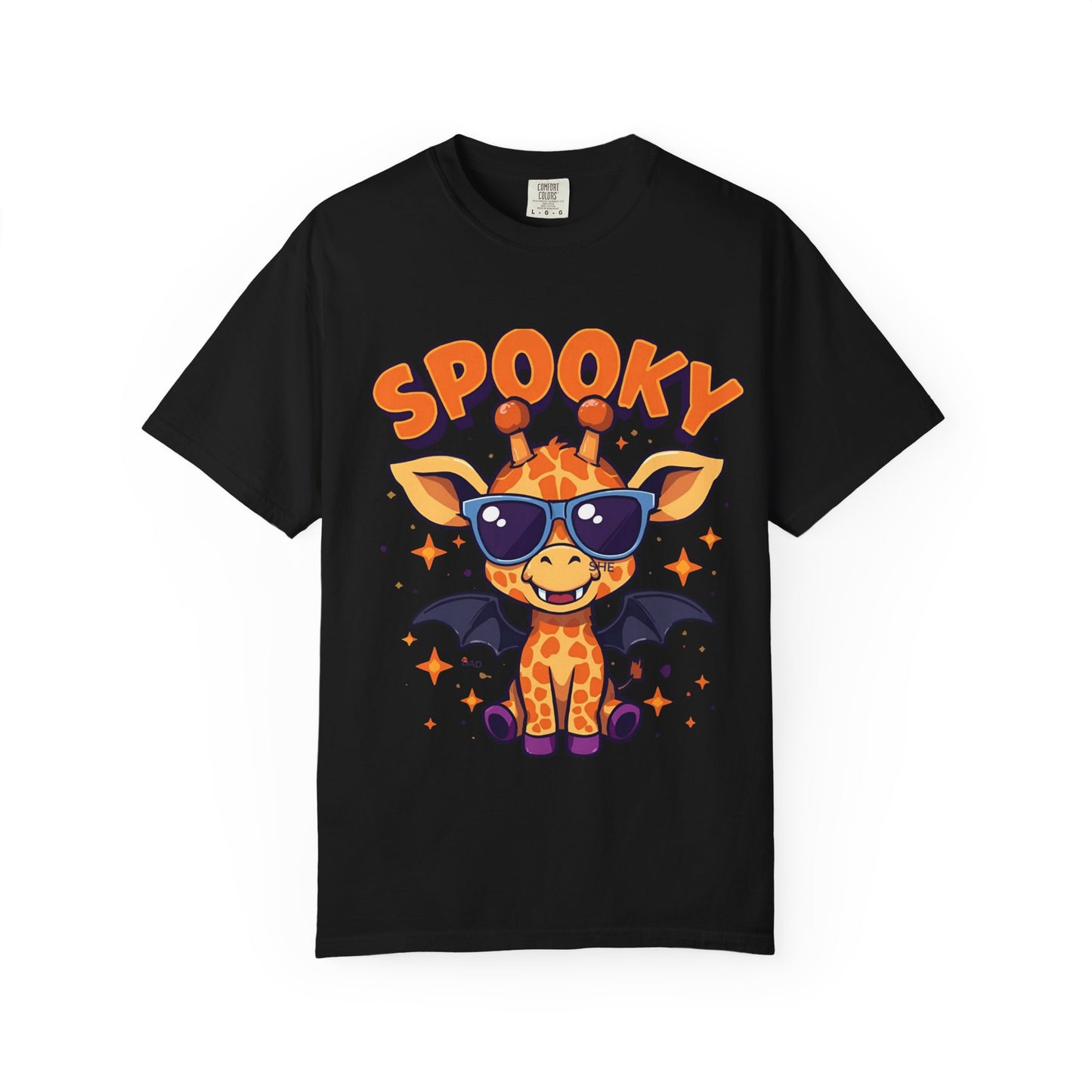 Spooky Giraffe Unisex Garment-Dyed T-Shirt | Fun Halloween Gift, Graphic Tee, Animal Lover Apparel, Casual Wear, Unique Halloween Shirt