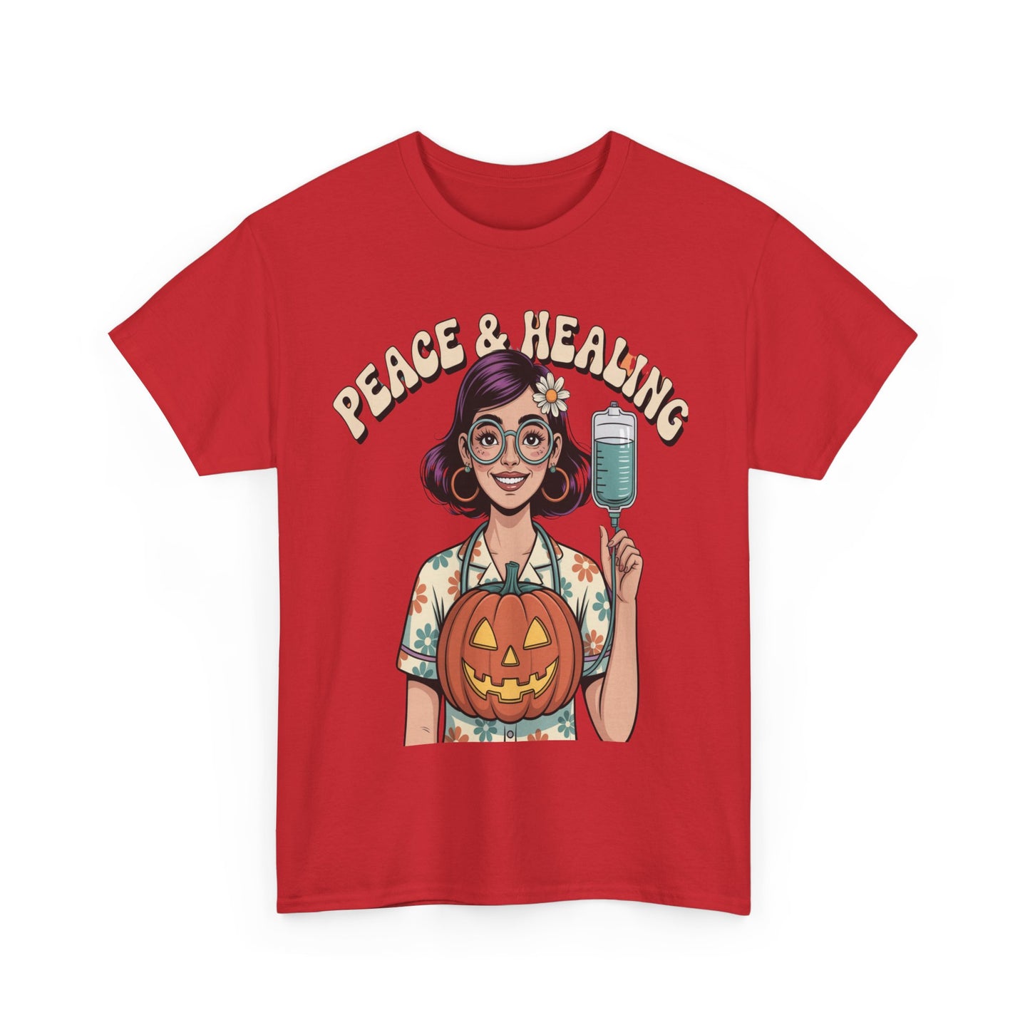 Peace & Healing Halloween Tee | Unisex Heavy Cotton Tee, Casual Wear, Fall Fashion, Halloween Celebration, Thanksgiving Gift