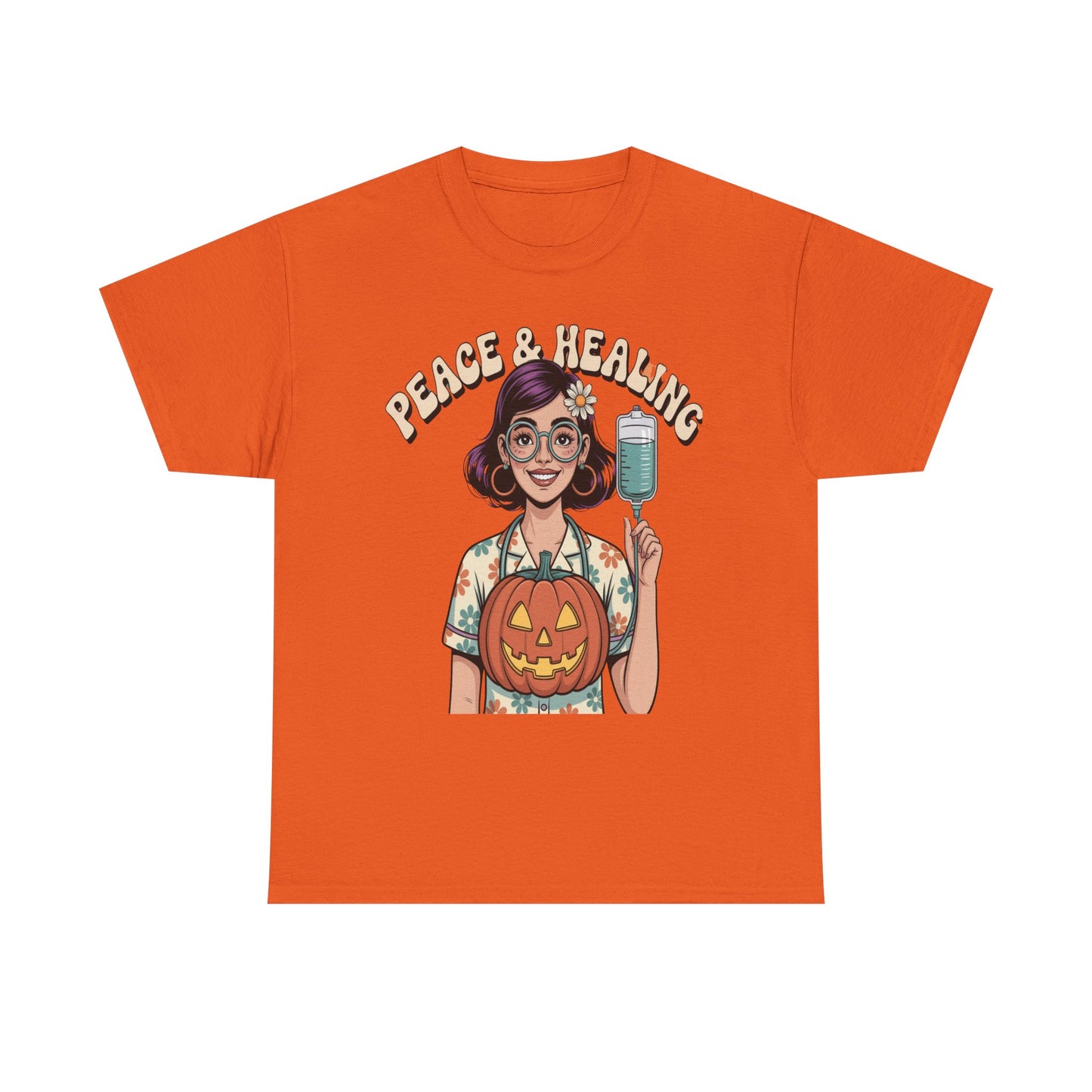 Peace & Healing Halloween Tee | Unisex Heavy Cotton Tee, Casual Wear, Fall Fashion, Halloween Celebration, Thanksgiving Gift