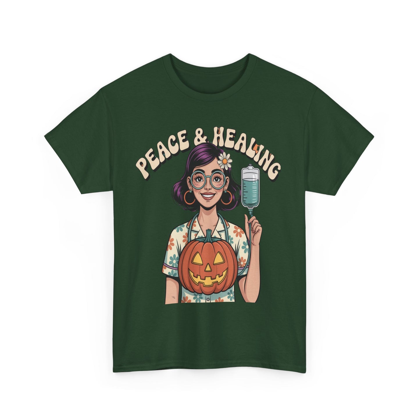 Peace & Healing Halloween Tee | Unisex Heavy Cotton Tee, Casual Wear, Fall Fashion, Halloween Celebration, Thanksgiving Gift