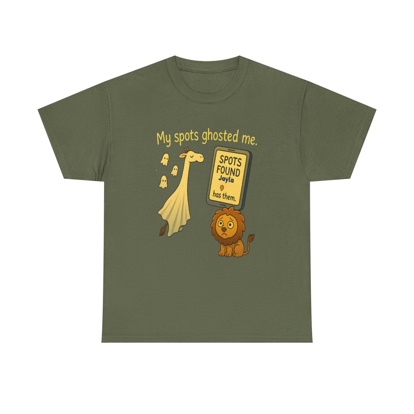 Ghosted Spots Unisex Tee, Funny T-Shirt, Halloween Shirt, Gift for Animal Lovers, Quirky Humor Apparel, Cute Lion Design