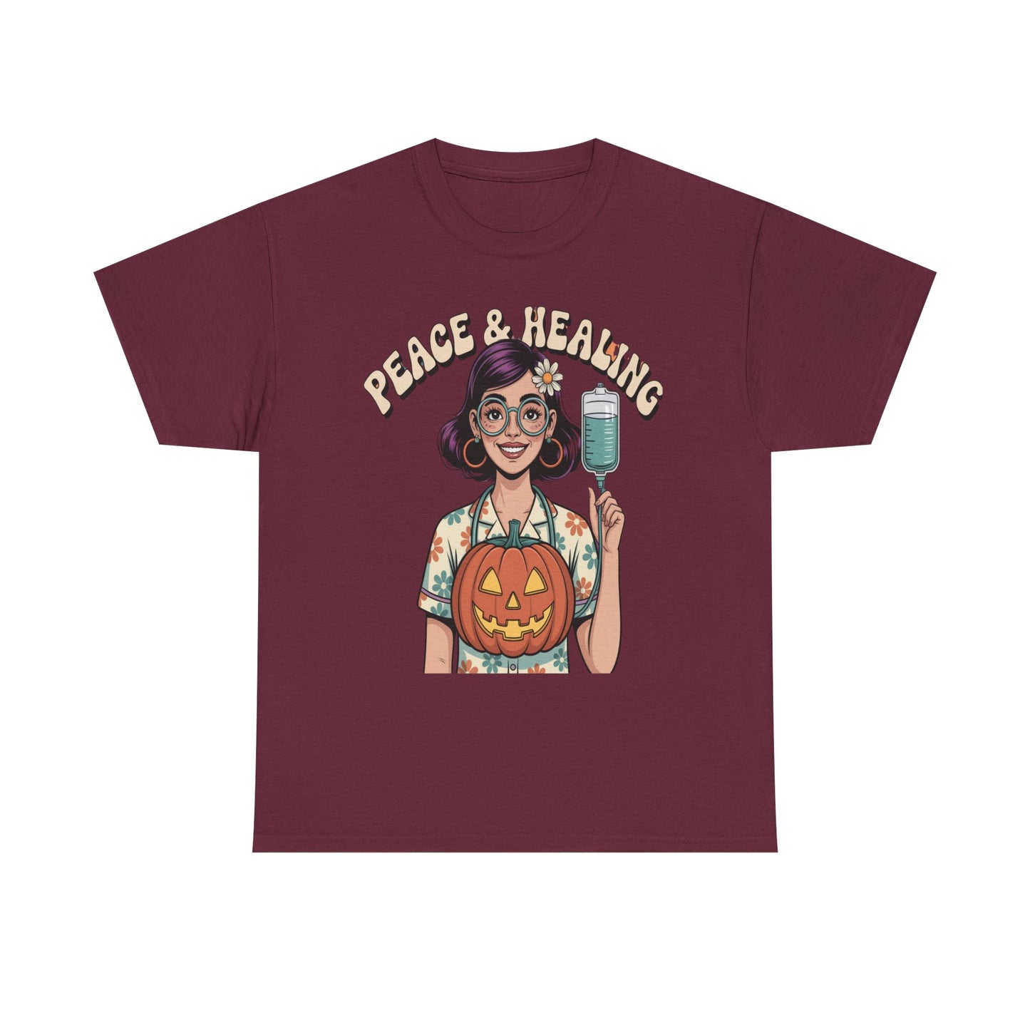 Peace & Healing Halloween Tee | Unisex Heavy Cotton Tee, Casual Wear, Fall Fashion, Halloween Celebration, Thanksgiving Gift