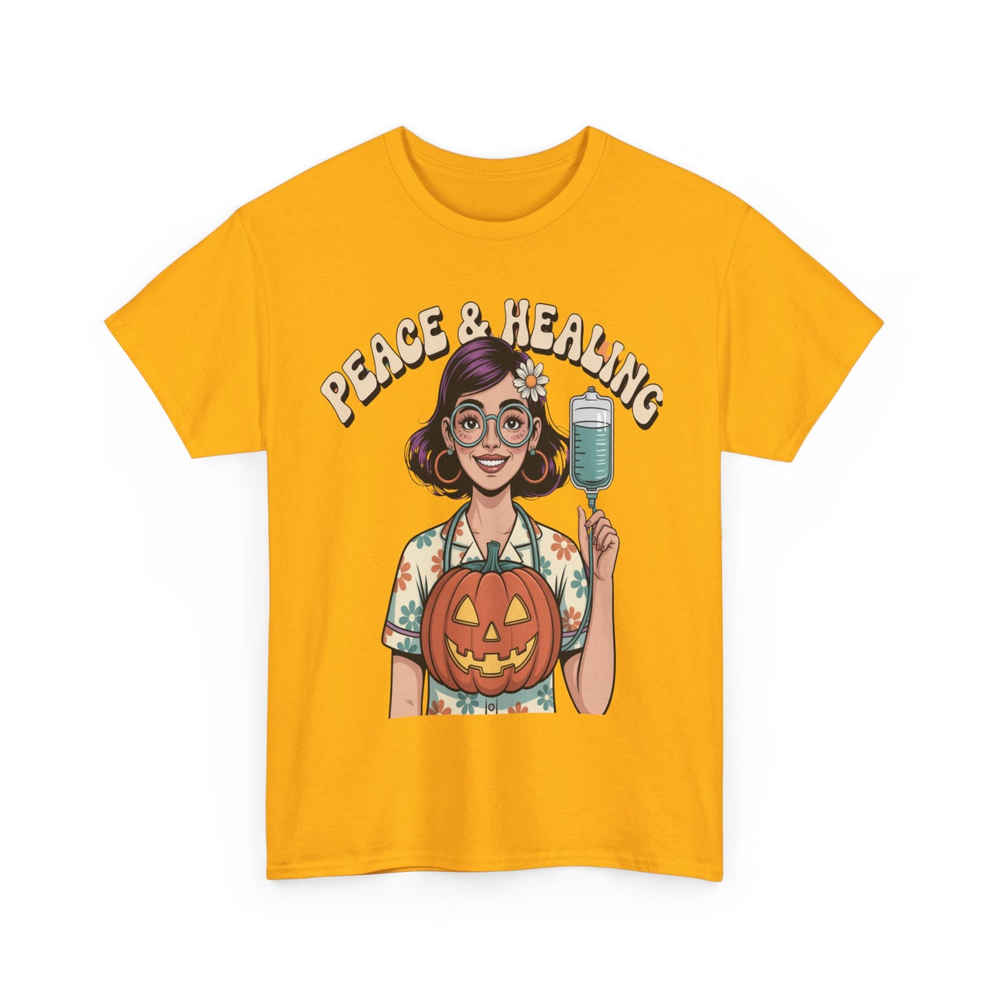 Peace & Healing Halloween Tee | Unisex Heavy Cotton Tee, Casual Wear, Fall Fashion, Halloween Celebration, Thanksgiving Gift