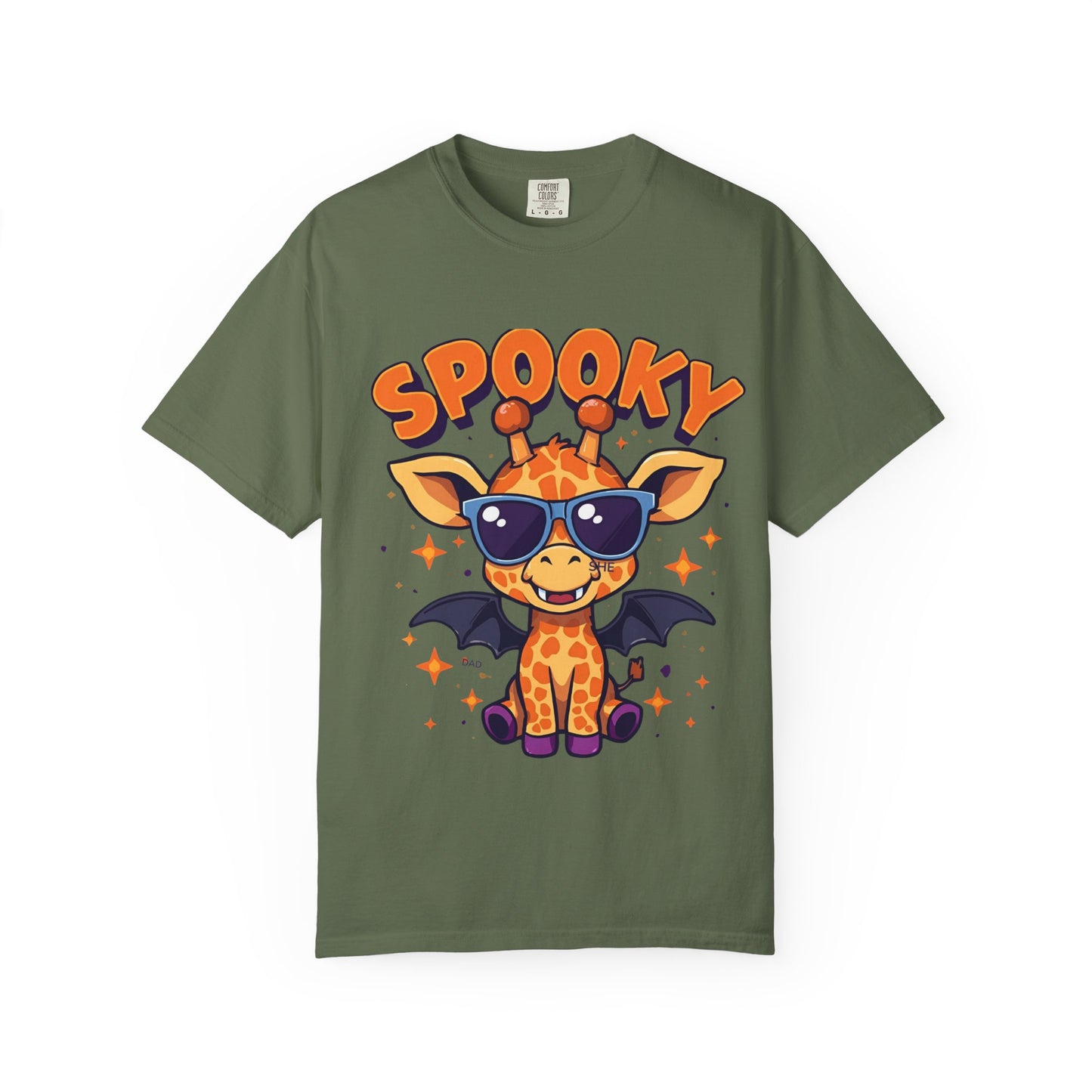 Spooky Giraffe Unisex Garment-Dyed T-Shirt | Fun Halloween Gift, Graphic Tee, Animal Lover Apparel, Casual Wear, Unique Halloween Shirt