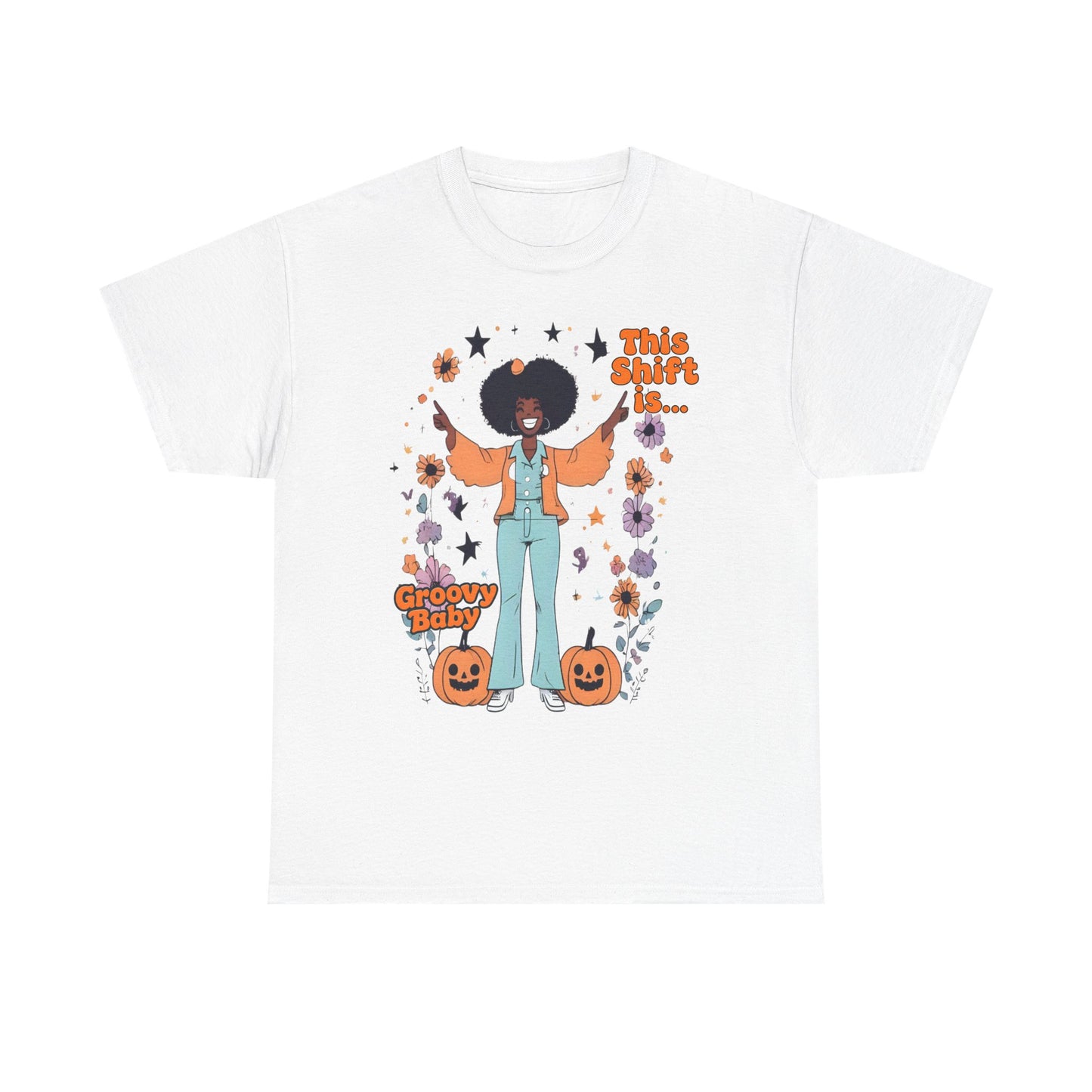 Groovy Baby Halloween T-Shirt, Retro Style Tee, Unisex Cotton Top, Fun Fall Apparel, Vintage Graphic Shirt