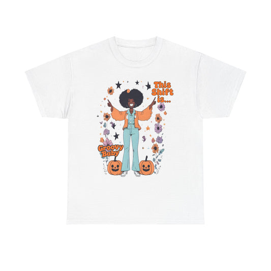 Groovy Baby Halloween T-Shirt, Retro Style Tee, Unisex Cotton Top, Fun Fall Apparel, Vintage Graphic Shirt
