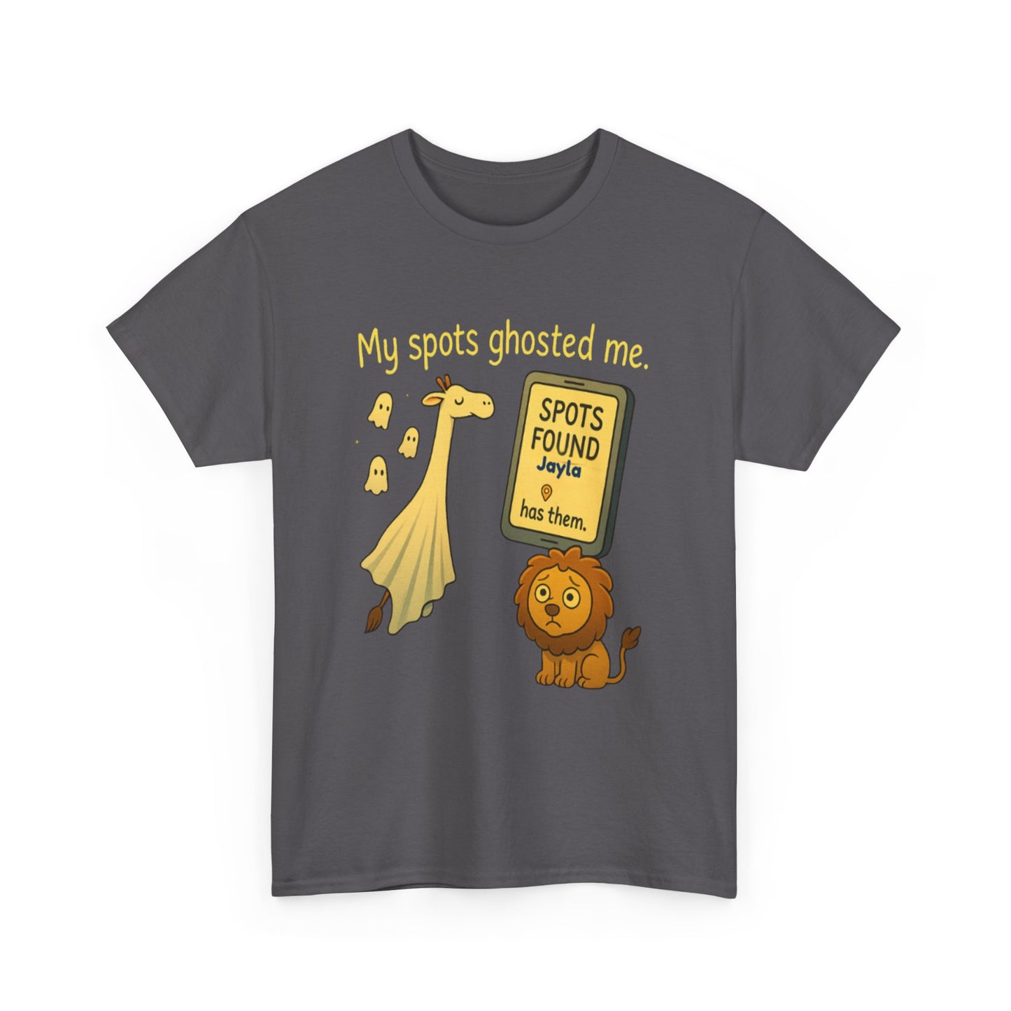 Ghosted Spots Unisex Tee, Funny T-Shirt, Halloween Shirt, Gift for Animal Lovers, Quirky Humor Apparel, Cute Lion Design