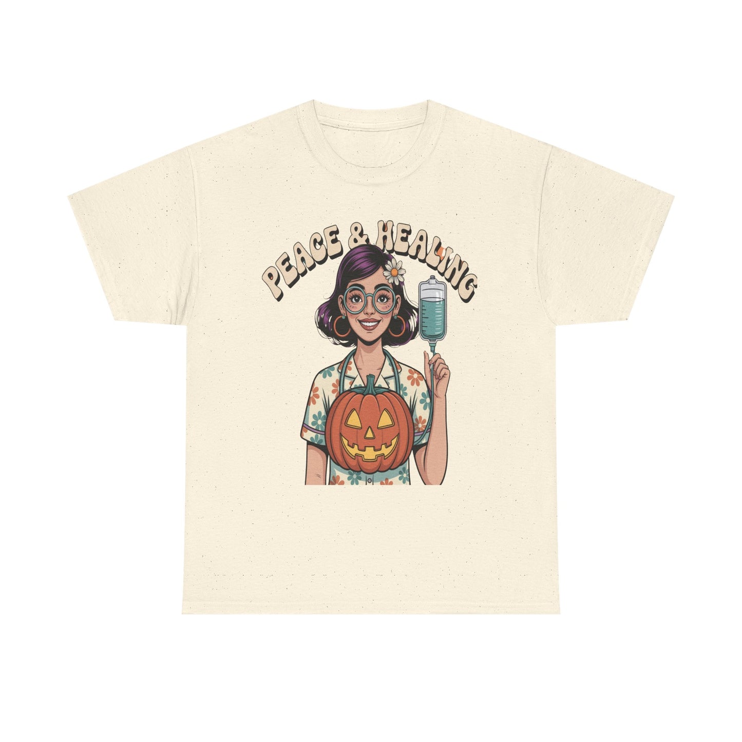 Peace & Healing Halloween Tee | Unisex Heavy Cotton Tee, Casual Wear, Fall Fashion, Halloween Celebration, Thanksgiving Gift