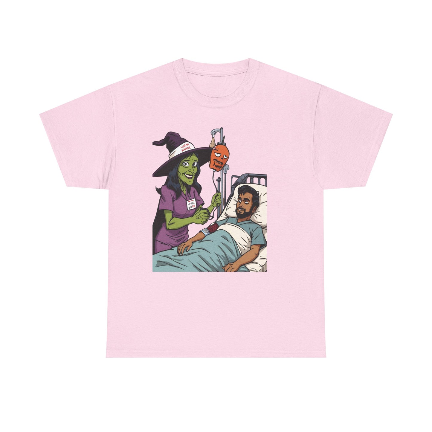Spooky Halloween Tee, Unisex Cotton T-Shirt, Funny Graphic Shirt for Halloween, Casual Wear, Fall Festival Outfit, Unique Gift Idea, Nurse Witch